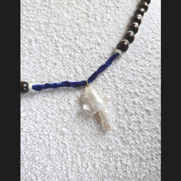 NWOT! Free People X Ariana Ost,Easy Does It Cross Strand Necklace,Blue, MSRP $48 - Picture 7 of 10